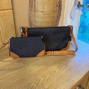 Coach denim bag and wristlet